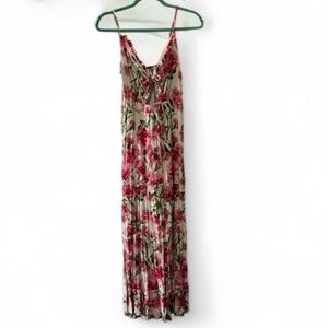 Justily Women’s Maxi Dress Floral, Pink And Green size Large